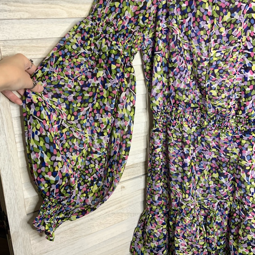Ted Baker London Karlie Multicolor Black Smocked Detail Tiered Mini Dress 14 New - Picture 7 of 14